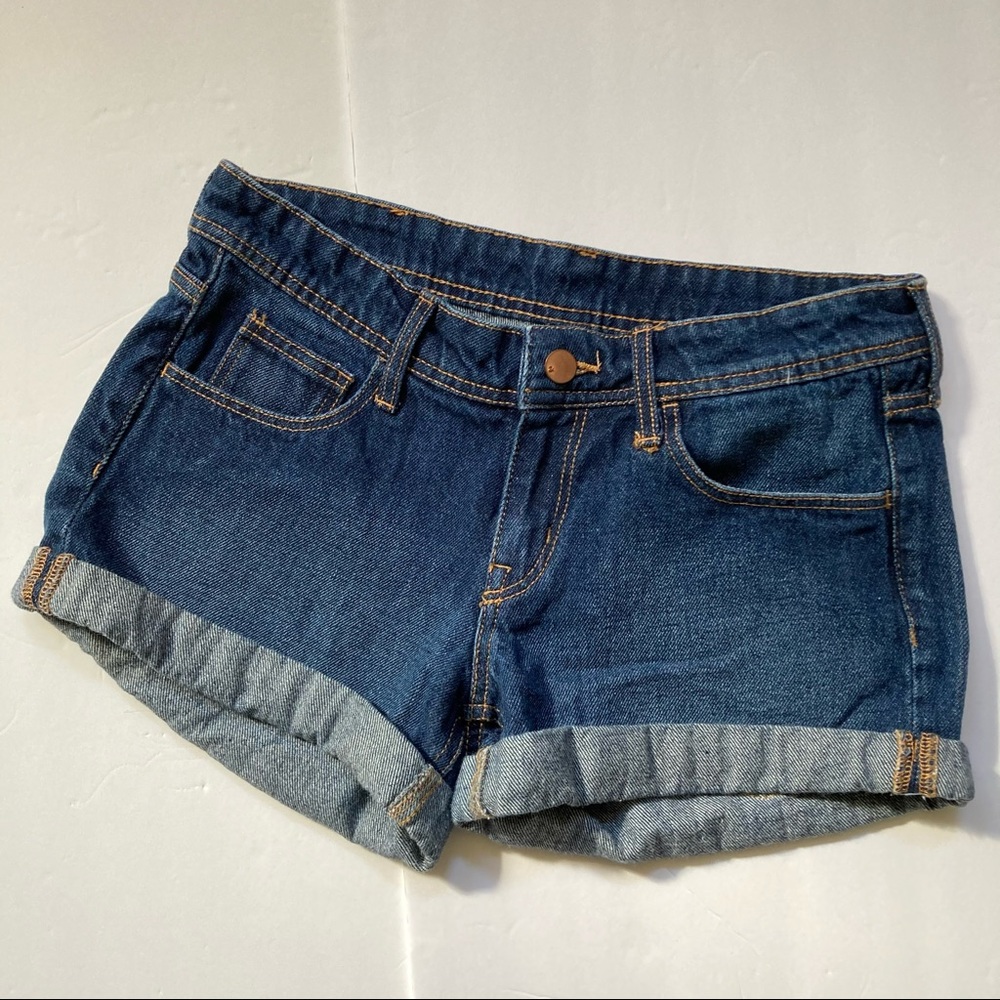 H & M | Skinny Low Waist, Rolled Hem Jean Shorts